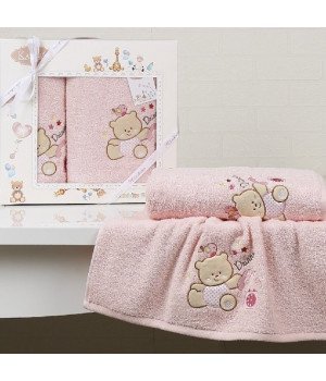 Комплект полотенец "KARNA" детский BAMBINO-BEAR Розовый 50x70-70х120