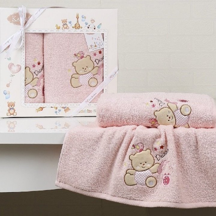 Комплект полотенец "KARNA" детский BAMBINO-BEAR Розовый 50x70-70х120