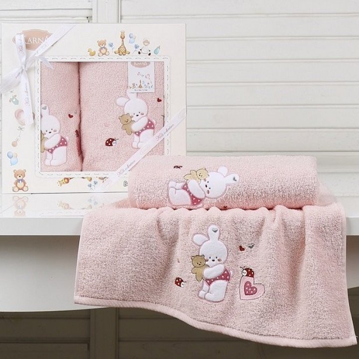 Комплект полотенец "KARNA" детский BAMBINO-BUNNY Розовый 50x70-70х120