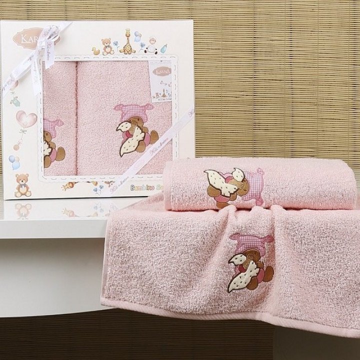Комплект полотенец "KARNA" детский BAMBINO-TEDDY Розовый 50x70-70х120