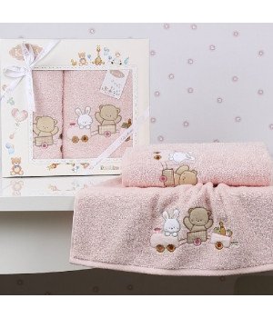 Комплект полотенец "KARNA" детский BAMBINO-TRAIN Розовый 50x70-70х120
