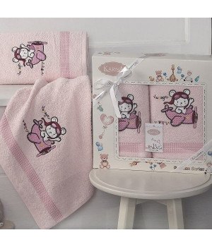 Комплект полотенец детский "KARNA" BAMBINO-SAMALOT Розовый 50x70-70х120