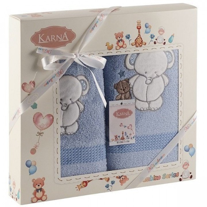 Комплект полотенец детский "KARNA" BAMBINO-SLON Голубой 50x70-70х120