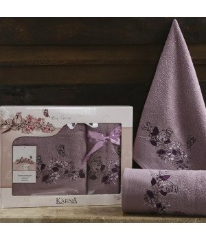 Комплект махровых полотенец "KARNA" EVA Фиолетовый 50x90-70х140