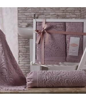 Комплект махровых полотенец "KARNA" ESRA Грязно-розовый 50x90-70х140