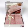 Комплект махровых полотенец c гипюром "KARNA" ELINDA Пудра 50x90-70х140