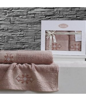 Комплект махровых полотенец "KARNA" GALATA Грязно-розовый 50x90-70х140