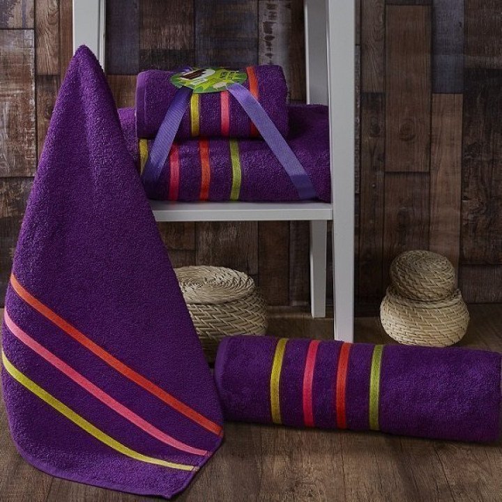 Комплект махровых полотенец "KARNA" BALE NEON Фиолетовый 50х80-70х140