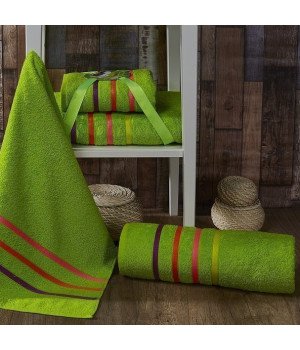 Комплект махровых полотенец "KARNA" BALE NEON Зеленый 50х80-70х140