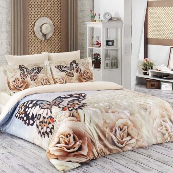 Постельное белье сатин "KARNA" DELUX ROMANTIC 1,5 спальное