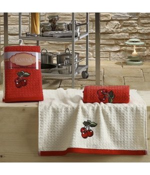 Кухонные полотенца "KARNA" LEMON Красный V2 45x65 1/2