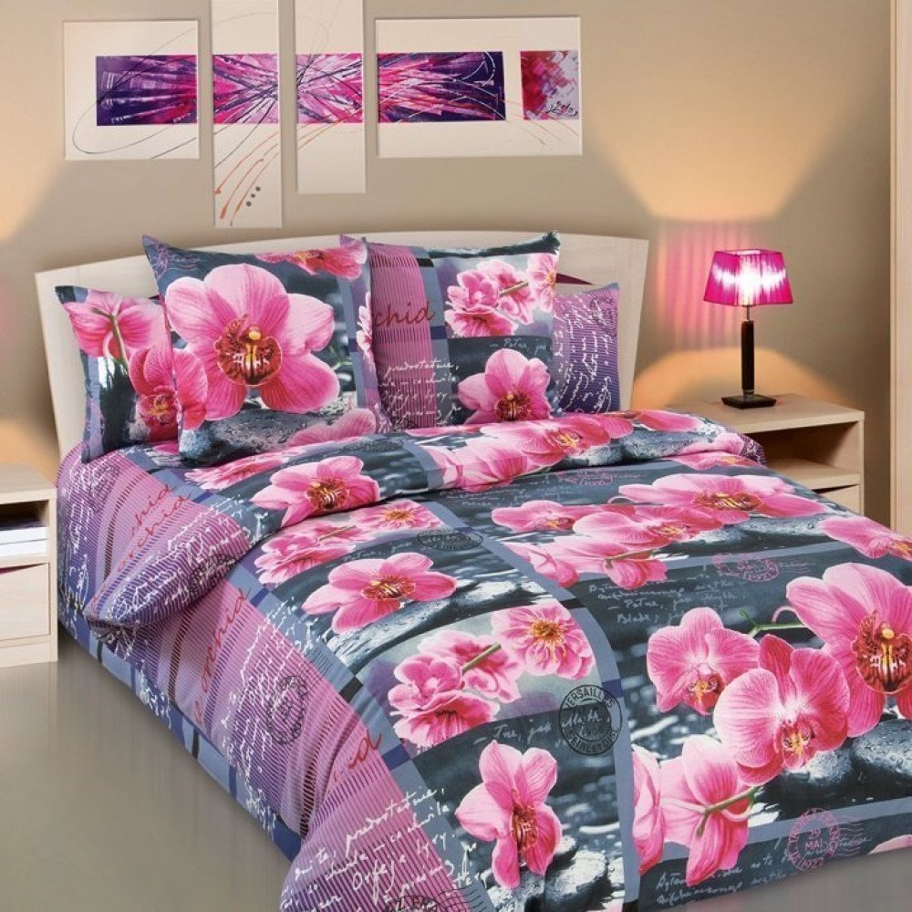 Постельное белье бязь Дикая орхидея 1 розовое - семейное, 6120Б купить сдоставкой