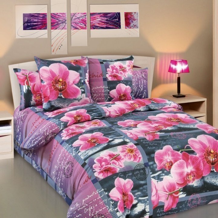 Постельное белье бязь Дикая орхидея 1 розовое - семейное, 6120Б